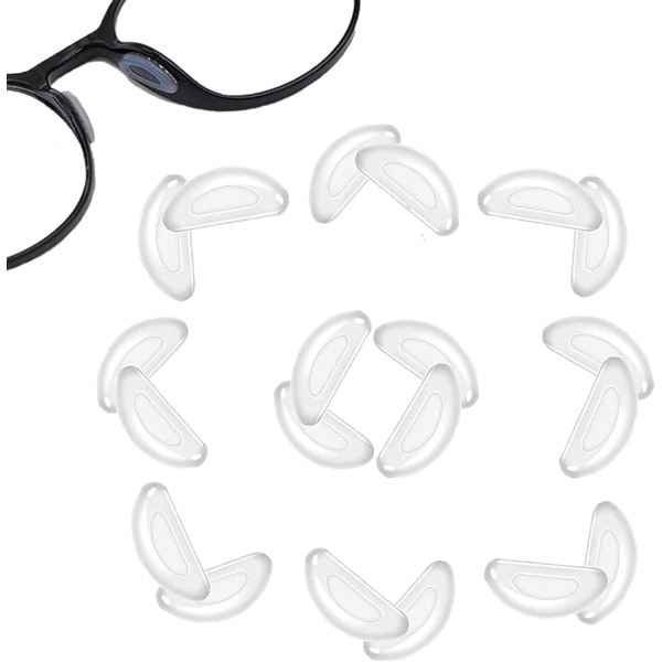 (Klæbende næsepuder til briller, 10 par silikone skridsikre n