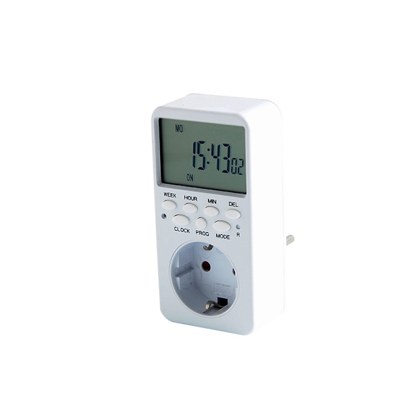 Digital Programmerbar Stikkontakt, Ugentlig Elektrisk Stikkontakt Timer med 20 Programmer, 24H Timer Stikkontakt med LCD Display Energibesparende til Hjemmet