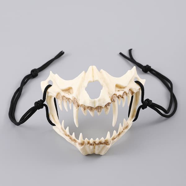 Halloween-mask simulerad tiger tand ben plast skräckmask