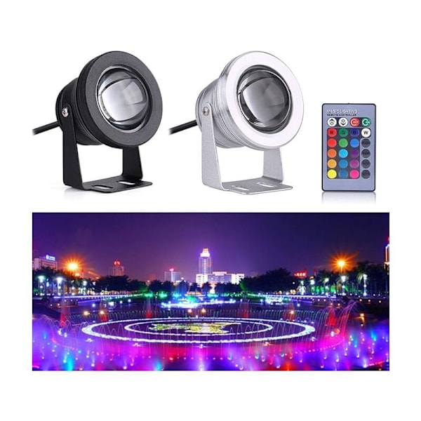 LED Spotlight - 12V 10W Undervands Pool Lys Vandtæt RGB Farveskiftende LED Spotlight Udendørs LED Floodlight til Marine Akvarium Båd Damkant (Colo