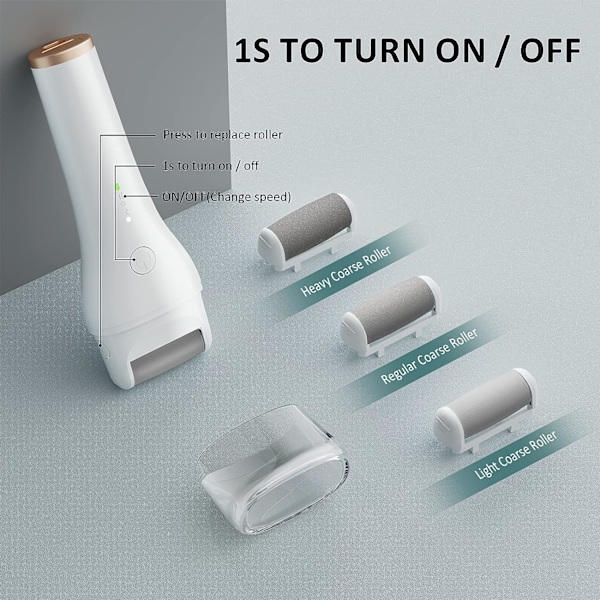 2-trins 3-rullefodsskraber Genopladelig Elektrisk Pedikyr Vandafvisende Fodsskraber Fodpleje Exfolierende Pedikyr Exfolierende Hårdhudsfils