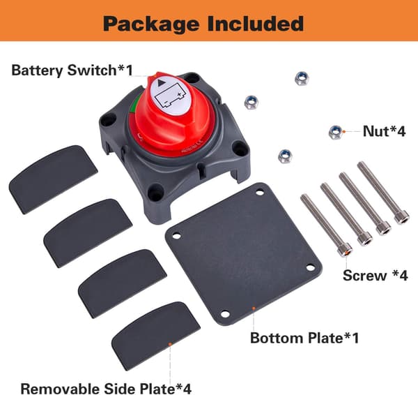 12V -48V Batteri Afbryder Batteri Isolator Switch, 275A Vandtæt Batteri Isolator Switch