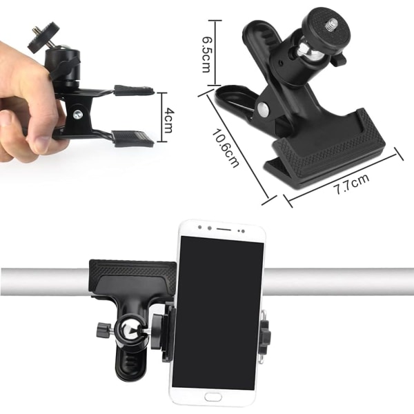 Tripod-kameramonteringsklämma Fjäderstativ Blixtreflektorhållare 2 st Multifunktionskamerafjäderklämma med 1/4\" skruvkula för studiobakgrund