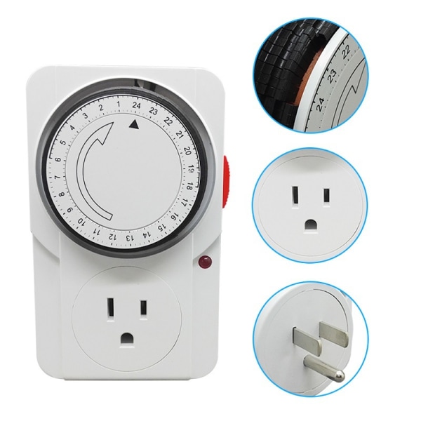 24 timers segment timer switch - energibesparende stikkontakt i standardstørrelse - sæt med stikkontakter med timer - 250V 3-bens stikkontakt med programmerbar tidskontrol