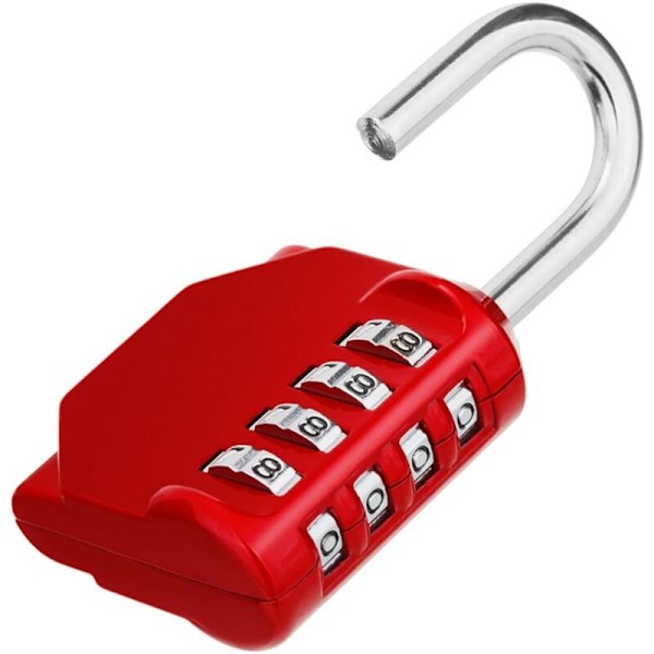 Cadenas Code Code, hængelås med 4-cifret kode til sportskabine, Patcher til fitnesscenter, college, skolekabinet, Escape Game, rød