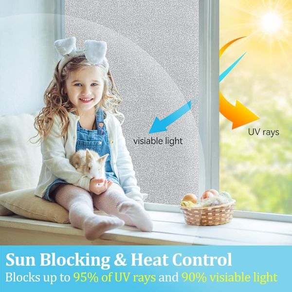 Frosted Window Film Privacy: Opaque Window Film for Glass Window Self-Adhesive Sun Protection UV Protection (Silver, 40*200cm)