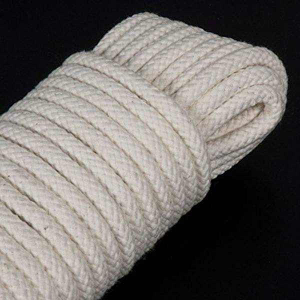 Multifunktionell flätad rep - Klädstreck - Bomull och polyester - 2 x 10 meter - 6 mm - Vit