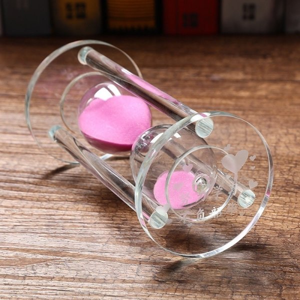 Transparent Kristall Timglas Timglas Klocka Hantverk Glas Dekoration, 60 Minuter (Rosa, 60 Minuter)