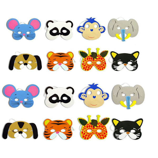 Vaahtomuoviset eläinmaskit lapsille - Juhlatarvikkeet, loistavat naamiaisiin, naamiaisiin, syntymäpäiväjuhliin, Halloweeniin, jouluun, polttarijuhliin