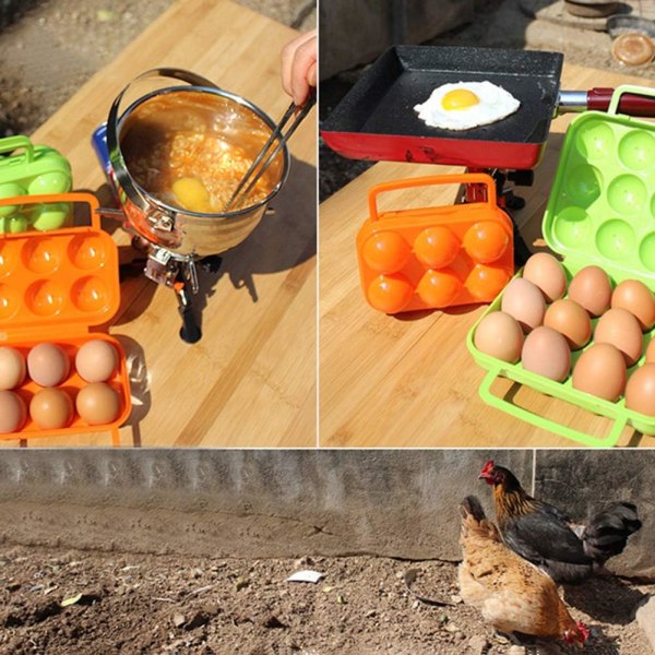 4 Ägg（11,5*12,5cm）ABS Plast Äggbricka Bärbar Grill Utomhus Camping Picknick Stötsäker Behållare Förvaringslåda