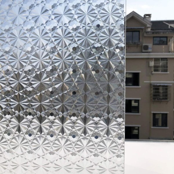 Fönsterfilm, 3D dekorativ statisk film för fönster, avtagbar sekretessfilm utan lim, retro frostat glas, tonad film för fönsterblockering