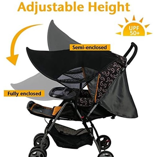 Universell barnvagnssolskydd Anti-UV UPF50+ Sufflett Justerbar Barnvagnssufflett Vindtät Skydd Solskydd UV-skydd för Barnvagn Lift Vagn Bas