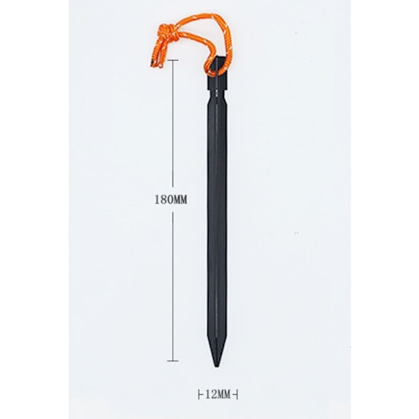 12-delers teltplugger, 18 cm metallplugger, jordplugger for telt, aluminium teltplugger for harde gulv, svarte teltplugger, sandplugger for camping
