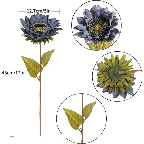 10 Stk Kunstige solsikker Enkeltstamme Rustikke falske blomster til