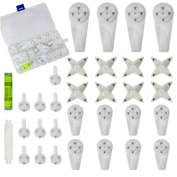 30 stk Bildeklips i rustfritt stål, rammeklips, bildehengere, speilhengere, assorterte bildeveggklips