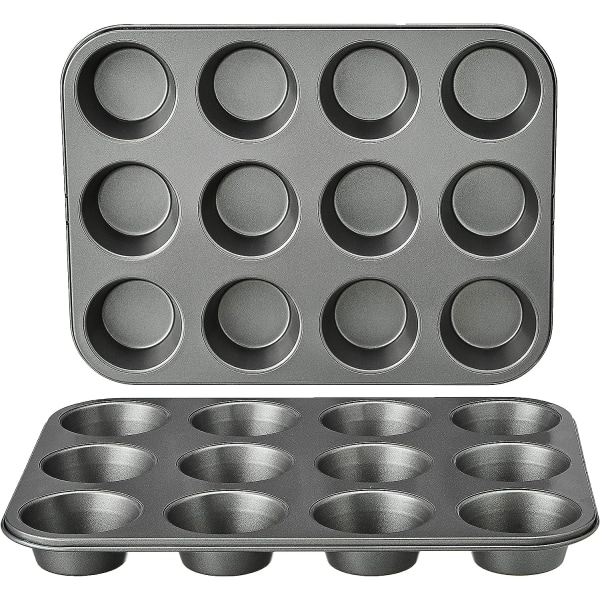Set med 2 st non-stick muffinsformar i kolstål