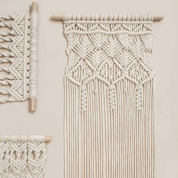 LITZEE 2 st Macramé väggbonad Boho Deco Chic vävd gobeläng - Vacker lägenhet rum bröllop lägenhet rum dekoration hem inredning, 35*65cm