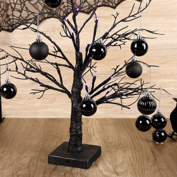 Christmas Ball Ornaments Pre-Stringed Christmas Tree Decorations Holiday Hanging Balls Black