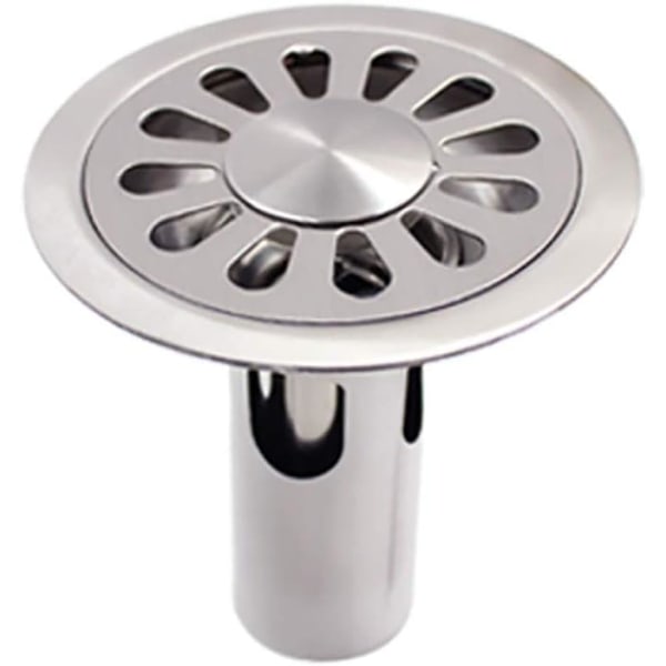 Round floor drain in brushed stainless steel for bathroom, kitchen, laundry room, garden