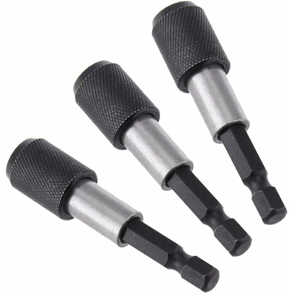 3 stk 6,35 mm 60 mm sekskant Magnetisk skrutrekkerstilk Magnetisk skrutrekkerforlenger Skrutrekkeravtakingsstang vindmark skrutrekker for skruer, muttere, bor, d