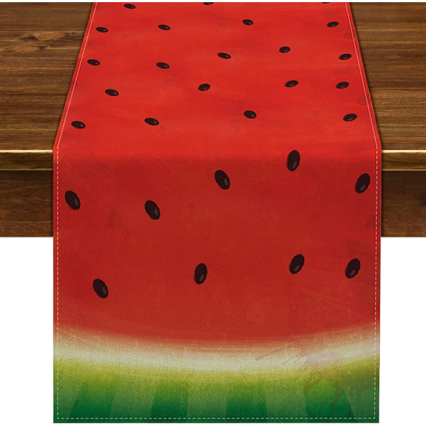 33 x 180CM Sommerdekorativ Bordløper (Vannmelon), Burlap Bordløper for Bryllup, Sommer, Høst, Festival, Utendørs Festdekorasjon