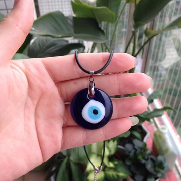 Unknown Evil Eye Pendant Leather Rope Chain Protection For Men Women