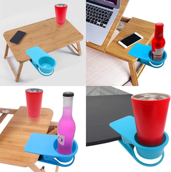 2 stk. Clip Drikkeflaske Kopholder til Bord (blå)