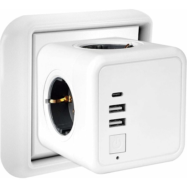 Useita USB-liitäntöjä, kuution muotoinen pistorasia 4 pistorasialla ja 2 USB-liitännällä, 1 Type C -portti, 7-in-1 USB-pistorasia kytkimellä, USB-seinäpistorasia C
