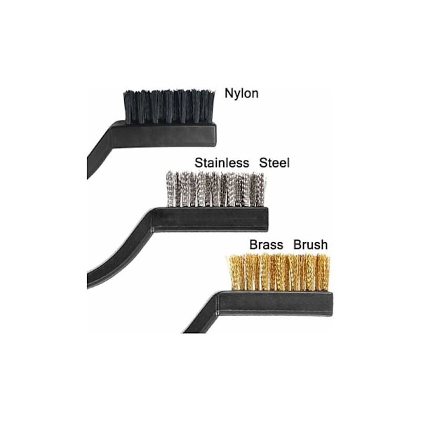 Metallbørster, 7 mini metallbørster for rengjøring av rust og støv sveiseslagg, liten metallbørste er laget av rustfritt stål i messing og nylon