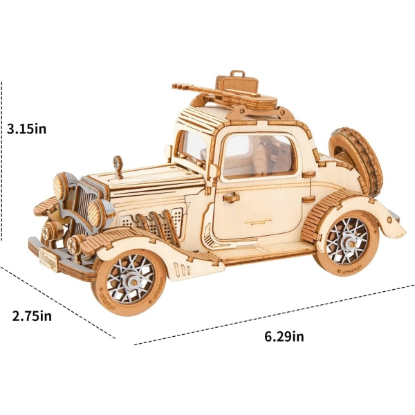 Vintage Bubbelbil 3D Pussel Trämodell Träpussel Vuxna Mekanik Trämodell Byggsats Laser Skuren Pussel