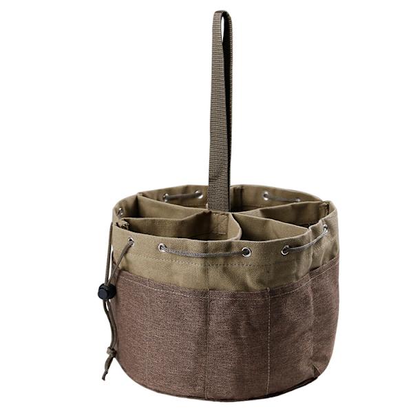 Canvas cylinder verktygsväska trädgård hårdvara verktygsväska bärbar dragsko verktygsförvaringsväska（svart）