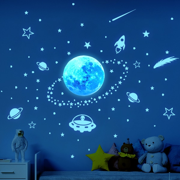 Sininen valo planeetta meteori seinä tarra makuuhuone olohuone lapsi