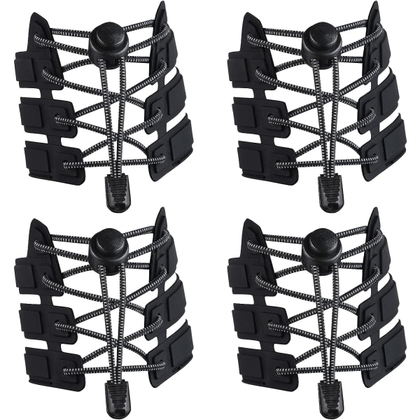 4 par elastiske selvlåsende snørebånd (sort), snørebånd til Sn