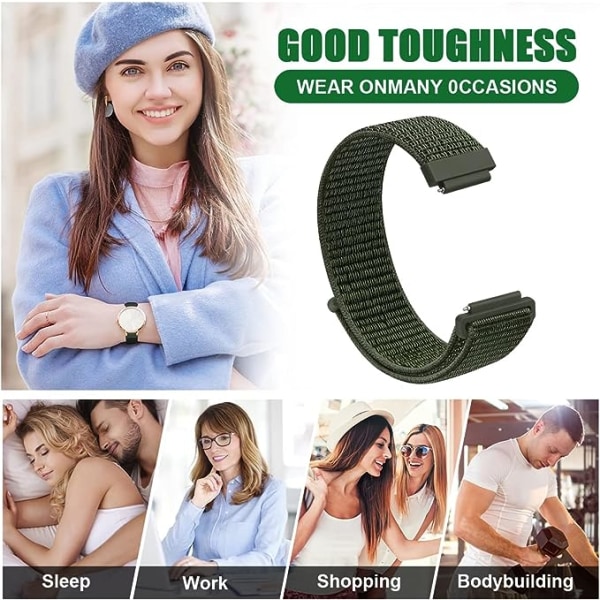 Nylonrem, klockarmband för ersättning, enkelt utbytbara klockarmband för herr- och damklockor, även för smartklockor, barnklocka 16MM mörk