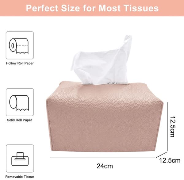 Pink Tissue Box Set, PU Læder, Rektangulær Badeværelsesopbevaringshylde, Badeværelsestilbehør, Badeværelsesforfængelighed