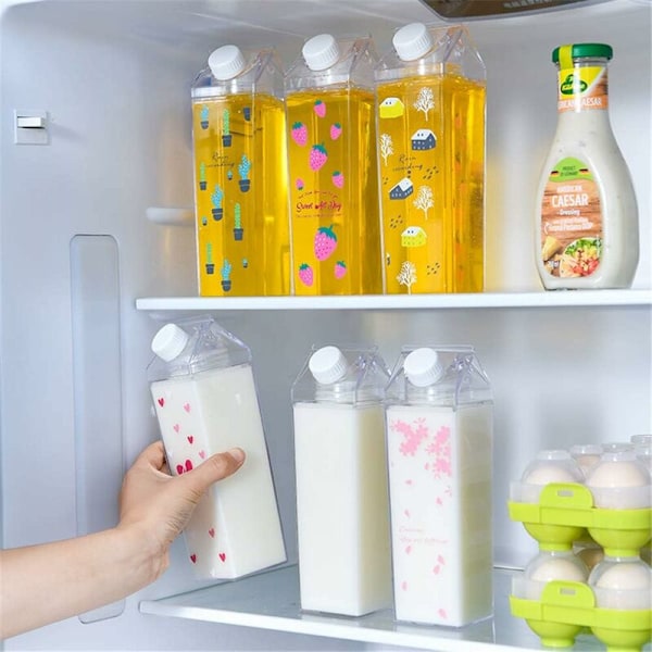 Sæt med 3 vandflasker i let mælkekarton Mælk Mælk flasker vandtæt plastik kop