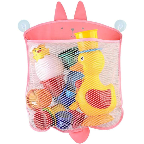 Pink - 1 badeværelseslegetøjsnet (39 * 35 cm), legetøjsopbevaringstaske, holdbart