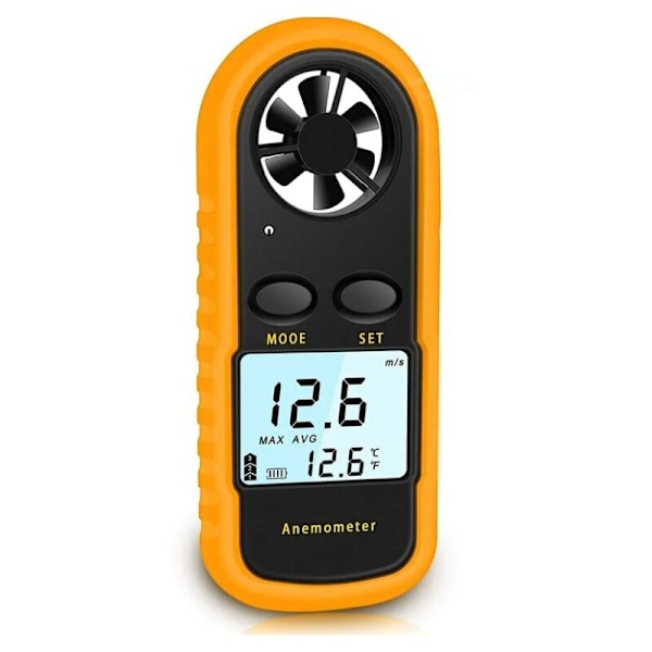 Bärbar anemometer Högprecisions digital anemometer (± 5%) med LCD-bakgrundsbelysning, bärbar anemometer för utomhusbruk, HAVC, drönare