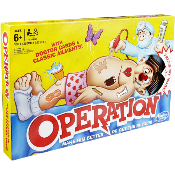 Classic Operation Game, Electronic Board Game with Cards, Indoor Game for Kids Ages 6 and Up