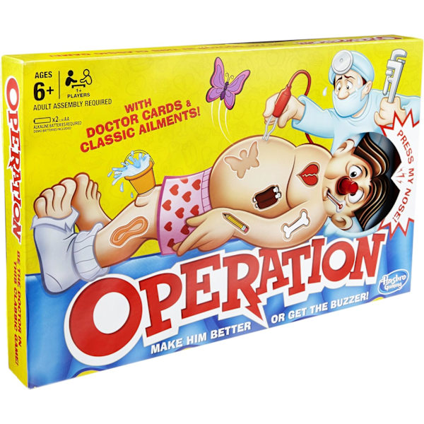 Klassiskt Operationsspel, elektroniskt brädspel med kort, inomhusspel för barn från 6 år och uppåt