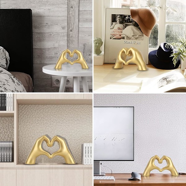 Gylden håndgestus dekoration, kærlighed finger statue moderne, moderne kunst skulptur personlig finger hjem dekoration, bryllup hjem bord dekoration