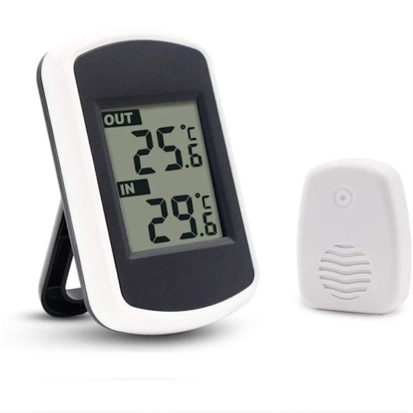 LCD Digital Trådlös Termometer för Inomhus eller Utomhus, Mini Rumstemperatursensor, Liten Exakt Vädertestare i Hem, Sovrum och Kontor, Vit