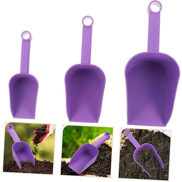 Violett 3-delt Hagespade SCOOP Hagekultivator Kit Hagesett Hagesett Innendørs planter spade for å utvide plast hage land spade