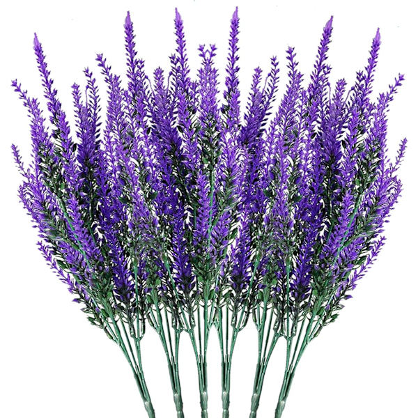 6 stycken konstgjorda lavendel, utsökta konstgjorda blommor, för kök, vardagsrum, sovrum eller utomhusdekoration (lila)