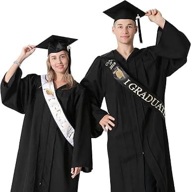 Klasse af 2023 Guld Sequin Brev Graduering Sash til Graduering Fest
