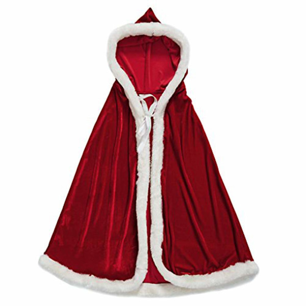 Halloween Julekostumer Kvinder Piger Fløjl Hætte Kappe Rød Kåbe Fru Julemand Kostume Kappe 120cm(120cm)