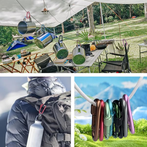Karbinhake, 2 tums D-ring låsande karbinhake, snäppkrok sporttillbehör för utomhuscamping vandring 8-pack