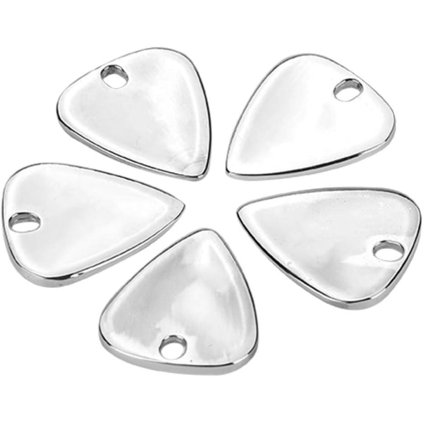 Silver - 5 högkvalitativa plektrum i metall för akustisk, bas eller elgitarr.