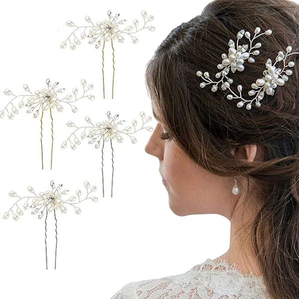 Perle Rhinestone Hårnål (4PCS), Brud Hårnål, Kvinners Hårnål, Bryllup Hårnål, Kvinners Brud Brud Dekorasjon Hårnål, Bryllup Hårnål