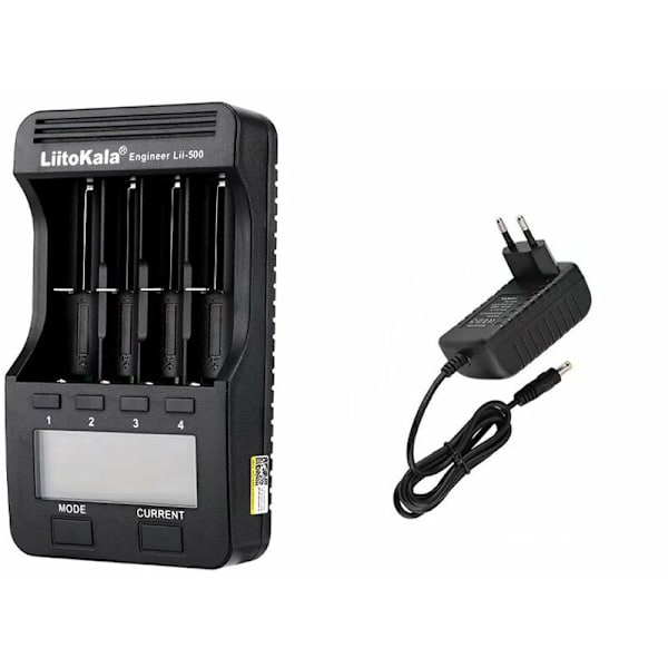 Lii-500 Batteriladdare Intelligent Laddare med 4 Batteriplatser LCD-display för Ni-Mh Ni-Cd Li-Ion Uppladdningsbara Batterier Stöd, (Laddare)